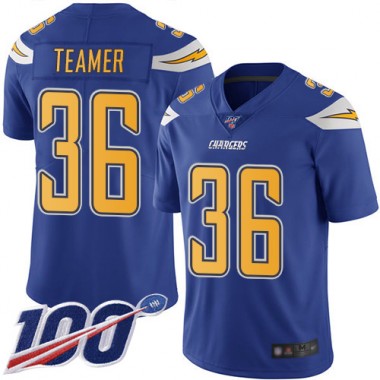 Los Angeles Chargers NFL Football Roderic Teamer Electric Blue Jersey Youth Limited #36 100th Season Rush Vapor Untouchable->youth nfl jersey->Youth Jersey